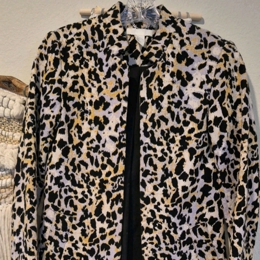 0/2 H&M Animal Print Open-Front Long Sleeve Fully Lined Coat w/ Pockets - Picture 4 of 14